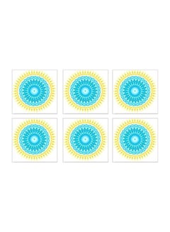 Buy 6-Piece Coaster Set Yellow/Blue/White 7x7cm in Egypt