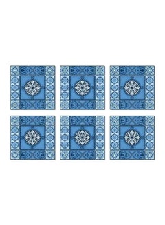 Buy 6-Piece Decorative Coaster Blue/White 7x7cm in Egypt