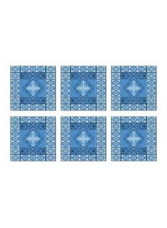 Buy 6-Piece Decorative Coaster Blue/White 7x7cm in Egypt