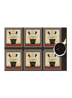 Buy Set Of 6 Decorative Coaster Multicolour 7x7cm in Egypt