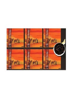 Buy 6-Piece Printed Coaster Set Orange 7x7cm in Egypt