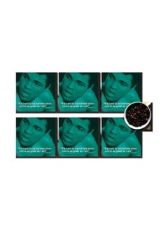 Buy Set of 6 Decorative Coaster Green/Black 7x7cm in Egypt