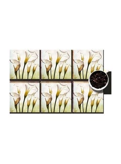 Buy 6-Piece Printed Coaster White/Green 7x7cm in Egypt