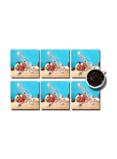 Buy 6-Piece Decorative Coaster Set Multicolour 9x9cm in Egypt