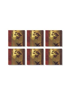 Buy 6-Piece Tea Coaster Set Brown/Red/Yellow 9x9cm in Egypt