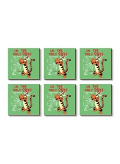 Buy 6-Piece Tea Coaster Set Green/Orange/Black 9x9cm in Egypt