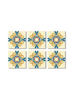 Buy 6-Piece Wooden Tea Coaster Set Multicolour 9x9cm in Egypt