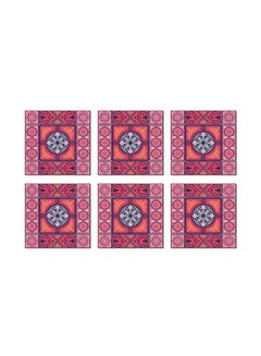 Buy 6-Piece Decorative Tea Coaster Pink/White/Blue 9x9cm in Egypt