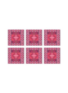 Buy 6-Piece Decorative Tea Coaster Pink/White/Blue 9x9cm in Egypt