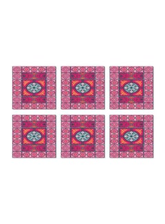 Buy 6-Piece Decorative Tea Coaster Pink/White/Yellow 9x9cm in Egypt