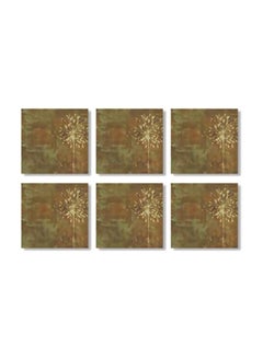 Buy 6-Piece Coaster Set Beige/Green 9x9cm in Egypt