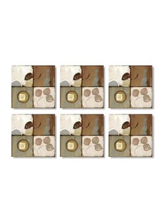 Buy 6-Piece Decorative Tea Coaster Grey/Beige 9x9centimeter in Egypt