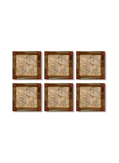 Buy 6-Piece Decorative Tea Coasters Set Multicolour 9x9cm in Egypt