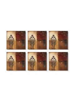 Buy 6-Piece Decorative Tea Coaster Set Multicolour 9x9cm in Egypt