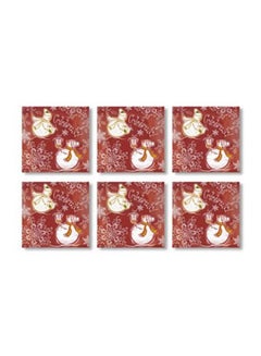 Buy 6-Piece Decorative Coaster Set Red/White/Yellow 9x9cm in Egypt