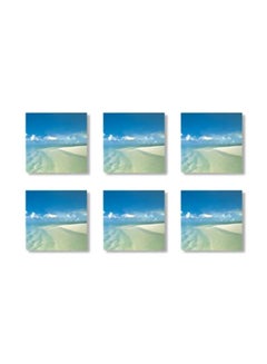 Buy 6-Piece Tea Coaster Set Blue/Green/Grey 9x9cm in Egypt