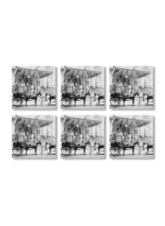 Buy 6-Piece Printed Tea Coaster Set Black/White 9x9cm in Egypt