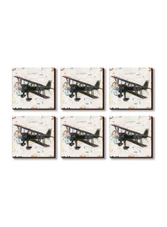 Buy 6-Piece Printed Tea Coaster Set Multicolour 9x9cm in Egypt