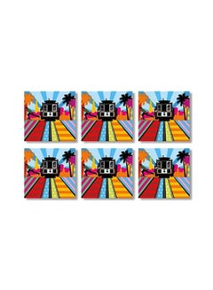 Buy 6-Piece Coaster Set Multicolour 9x9cm in Egypt