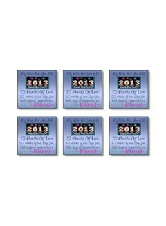 Buy 6-Piece Printed Coaster Set Multicolour 9x9cm in Egypt