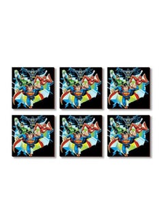 Buy 6-Piece Printed Coaster Set Black/Green/Blue 9x9cm in Egypt