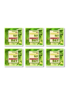 Buy 6-Piece Printed Coaster Set Green/Beige/Red 9x9cm in Egypt