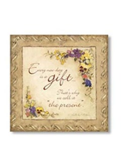 Buy Decorative Wall Poster With Frame Beige/Purple/Yellow 34x34cm in Egypt