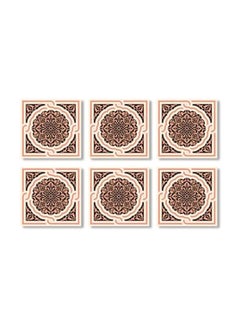 Buy 6-Piece Tea Coaster Set Black/Beige/Brown 9x9cm in Egypt