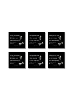 Buy 6-Piece Tea Coaster Set Black/White/Grey 9x9cm in Egypt