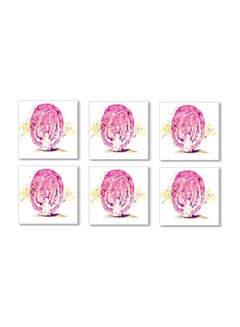 Buy 6-Piece Coasters Set Pink/White/Yellow 9x9cm in Egypt