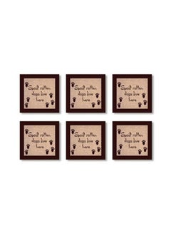 Buy 6-Piece Coasters Set Pink/Brown 9x9cm in Egypt