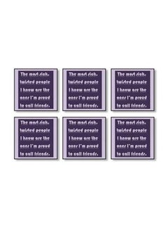 Buy 6-Piece Decorative Tea Coaster Purple/White 9x9cm in Egypt