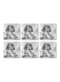 Buy 6-Piece Coaster Set Grey/Black 9x9cm in Egypt