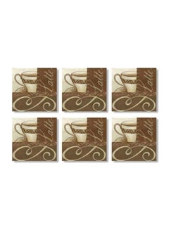 Buy 6-Piece Coaster Set Brown/Beige/Green 9x9cm in Egypt