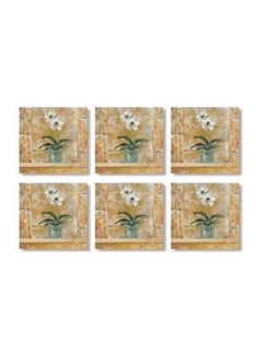 Buy 6-Piece Decorative Tea Coaster Beige/Green/White 9x9cm in Egypt