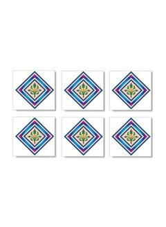 Buy 6-Piece Decorative Coasters Blue/Beige/Green 9×9cm in Egypt