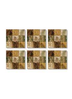 Buy 6-Piece Decorative Tea Coaster Beige/Brown/Green 9x9cm in Egypt