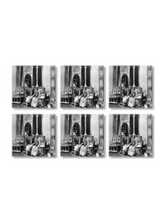 Buy 6-Piece Coaster Set Black/White 9x9cm in Egypt