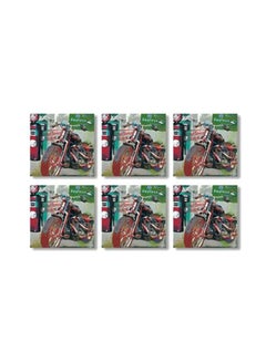 Buy 6-Piece Coaster Set Green/Red/White 9x9cm in Egypt