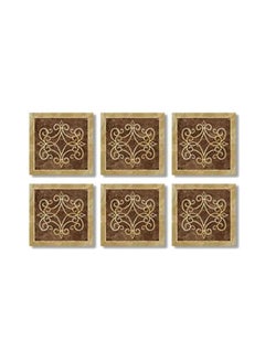 Buy 6-Piece Coaster Set Beige/Brown 9x9cm in Egypt