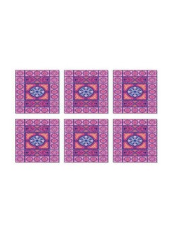 Buy 6-Piece Decorative Tea Coaster Set Pink/White/Black 9x9cm in Egypt