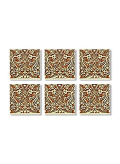 Buy 6-Piece Decorative Tea Coaster Set Brown/Beige 9x9cm in Egypt