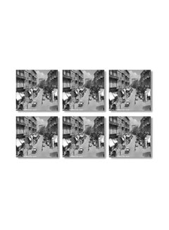 Buy 6-Piece Coaster Set Grey 9x9cm in Egypt