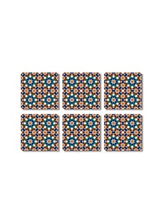 Buy 6-Piece Tea Coaster Set Blue/White/Green 9x9cm in Egypt