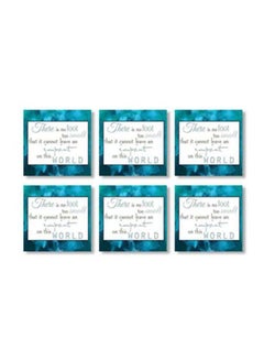 Buy 6-Piece Decorative Tea Coasters White/Blue/Black 9x9cm in Egypt