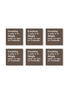 اشتري 6-Piece Tea Coaster Set Brown/White 9x9 سنتيمتر في مصر