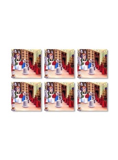 Buy 6-Piece Tea Coaster Set Red/Green/White 9x9cm in Egypt