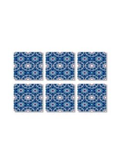 Buy 6-Piece Coaster Set Blue/Green 9x9cm in Egypt