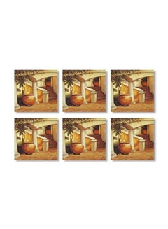 Buy 6-Piece Decorative Coaster Set Multicolour 9x9cm in Egypt