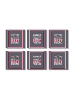 Buy 6-Piece Decorative Coaster Set Grey/Pink/White 9x9cm in Egypt